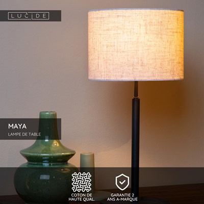 Lucide MAYA - Lampe de table - Ø 26 cm - 1xE27 - Crème